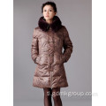 Malaking Fur Collar ng Babaeng Mid-Length na Down Jacket